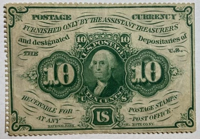 10 Cent US Postage Fractional Currency-Serrated-Civil War Era-July, 1862-Fine - Image 1 of 2
