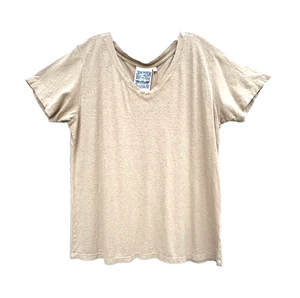 Jungmaven Paige V-neck T-shirt Oat Milk Beige Hemp Organic Cotton Large NWT - Picture 1 of 13