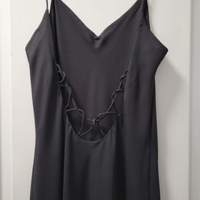 VTG Niki by Niki Livas Black Loop Strap Back Maxi Dress Size 12 90s y2k USA made