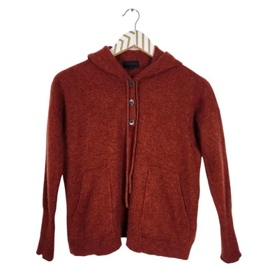 J. CREW COLLECTION Sweater Womens XS Rust Italian Cashmere Hoodie Henley Pockets - Image 1 of 4