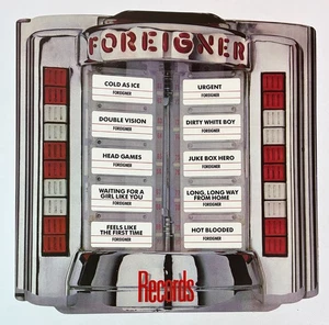 Foreigner "RECORDS" Plattenladen PROMO FLAT Poster 12x12 Jukebox STANZUNG - Bild 1 von 1