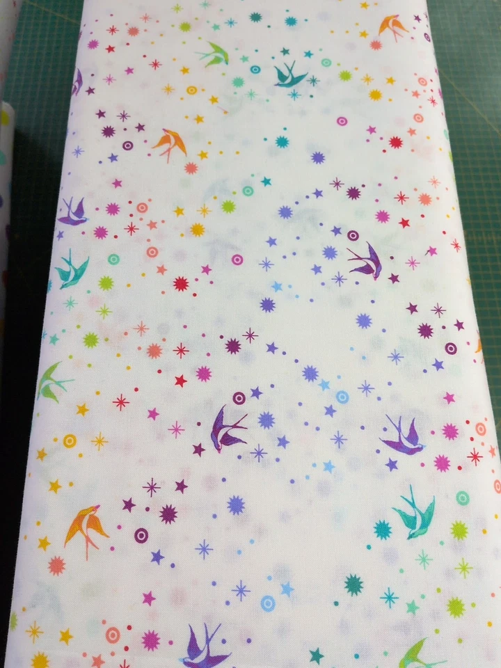 TIMELESS TREASURES Tula Pink Quilting Cotton Fabric True Colours Fairy Dust White