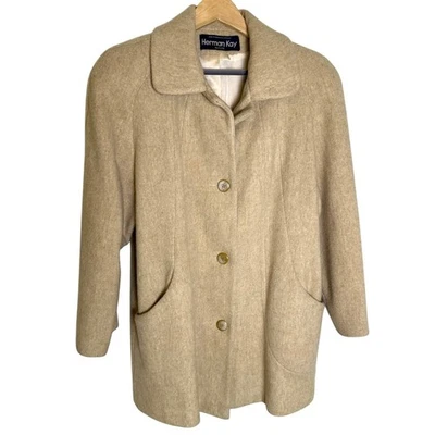 Abrigo Herman Kay Mezcla Lana Cuello Peter Pan Beige Largo Medio Mujer 12 Pequeño Foto 1 de 4