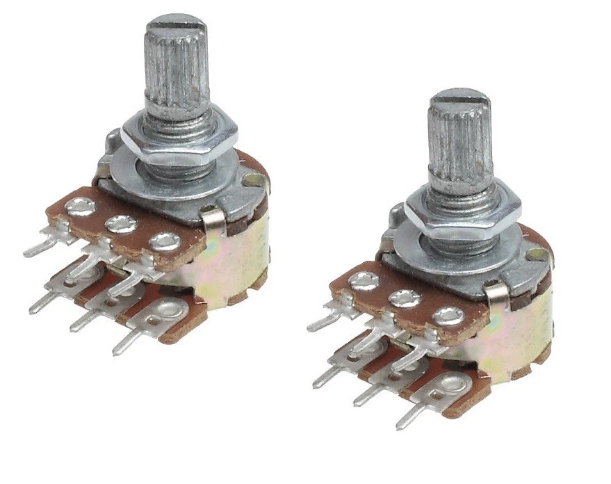 2 x Dreh Rotary Potentiometer Poti B Type 1K 5K 10K 20K 50K 100K 6 Pin Stereo - Bild 1 von 1