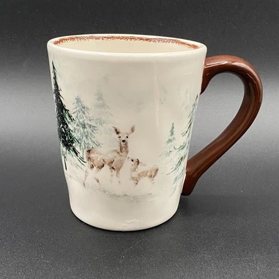 Taza de café de cerámica Robert Stanley Home Collection ciervos pinos taza invierno Foto 1 de 4
