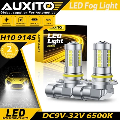 AUXITO 9145 9140 H10 LED Fog Driving Light Bulbs Super White 40000LM 6500K 100W - Imagem 1 de 4