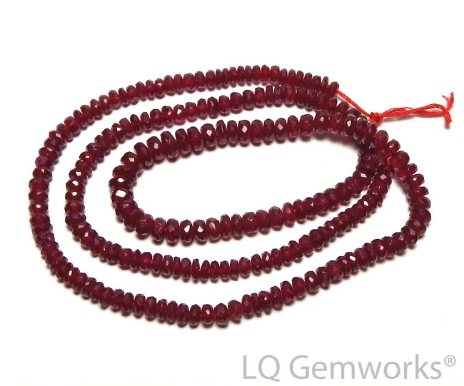 15 英寸正品红宝石 3-4.5 毫米刻面圆形珠 AAA 自然/R32 — 第 1/1 张图片