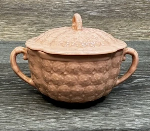Rare Vintage Lenox Coral Color Hawthorne Pattern Double Handle Sugar Bowl - Picture 1 of 8
