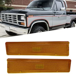2x Amber Front Bumper Side Marker Light For 1980-1986 Ford F100 F150 F250 Bronco - Picture 1 of 11