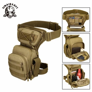 Mens Drop Leg Bags Tactical Hiking Molle Thigh Waist Fanny Pack Camping Cycling - Picture 1 of 12