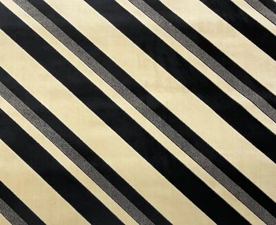 LJ GROUNDWORK SERENO STRIPE MALT ONYX BLACK VELVET FABRIC BY 1/2(0.5) YARD 50"W - Image 1 of 4