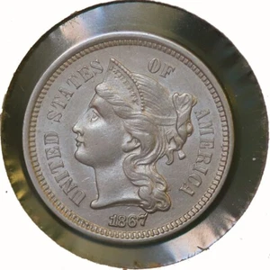 1867 Three Cent Nickel / 3 Cent Nickel - Gem BU / MS / UNC - Picture 1 of 2