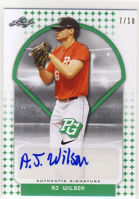 AJ WILSON 2018 Leaf Perfect Game PG National Showcase Green AUTO /10 PHILLIES - Image 1 of 2