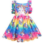 Girls Unicorn Rainbow Princess Dress Kids Evening Birthday Party Dresses