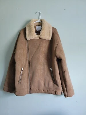 Chaqueta Topman Bronceada Para Hombre Grande Imitación Piel de Oveja Cuello Borg Aviador Hebilla Abrigo Nuevo con Etiquetas Foto 1 de 4