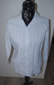 Gap Stretch Blue Striped Button Down Shirt Womens size Large NWOT - Picture 1 of 5