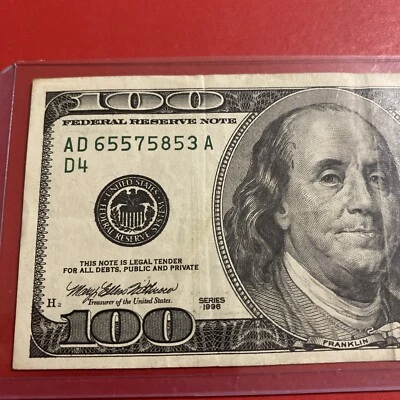 $100 Dollar Bill Note Series 1996 - Image 1 of 3