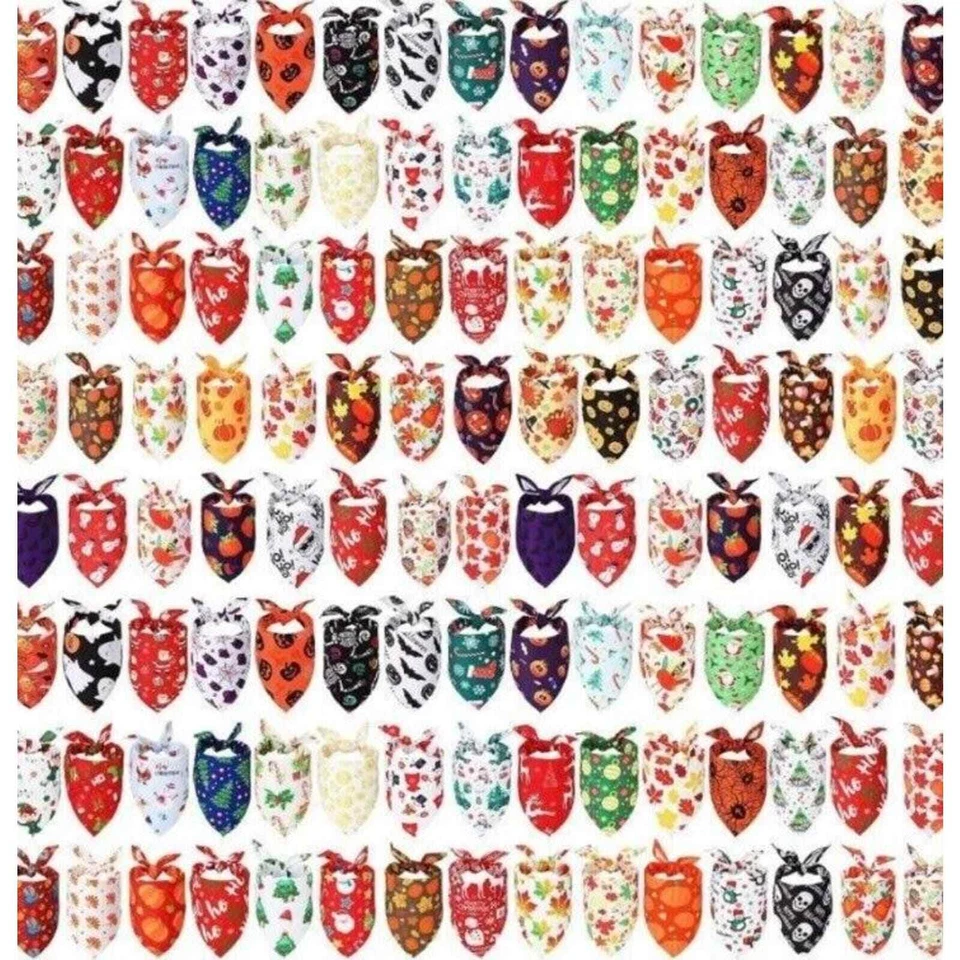 10 piezas Perro Cachorro Gato Bandana Bufanda Bufandas Lindo Navidad Halloween Acción de Gracias Foto 1 de 4