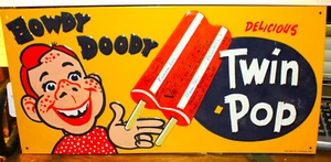 1996 Vintage HOWDY DOODY TWIN-POP Tin advertisment Signed by HOWDY & BUFFALO BOB - Picture 1 of 1