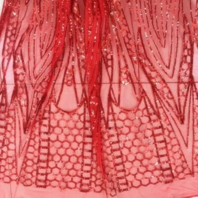 Lentejuelas Malla Bordado Tela Tul Voile Boda Baile de graduación Vestido Disfraz Borde Brillante Foto 1 de 4