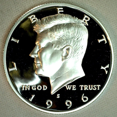 1996 S Proof SILVER Kennedy Half Dollar Coin 50 Cent JFK from Proof Set Cover