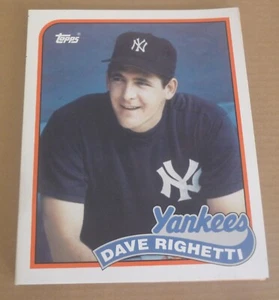 DAVE RIGHETTI Topps NEW YORK YANKEES Baseball 1988 Duotang FOLDER Paper Pocket - Picture 1 of 4