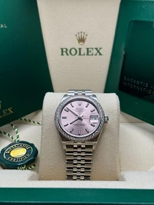 Rolex Datejust 31 NEW 2024 Pink Index Dial Diamond Bezel 278384RBR Steel Jubilee - Picture 1 of 10