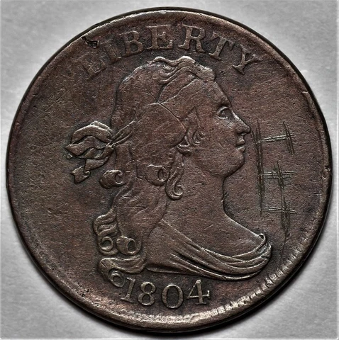1804 Draped Bust Half Cent - Crosslet 4 W/Stems - Graffiti - 1/2c Penny - l36 Cover