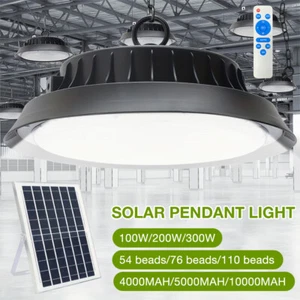 Solar Power Outdoor UFO LED High Bay Lights 100W 200W 300W Shed Garage Shop Lamp - Picture 1 of 17