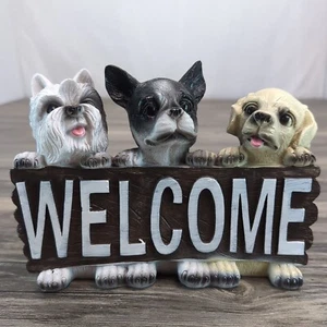 Dog Welcome Statue Outdoor Figurine Tabletop Patio Yard Lawn Garden Decor NEW - Picture 1 of 13