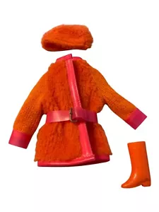 Vintage Sears 1969 Walking Jamie Furry Friends Orange & Pink Fur Coat Hat #1584 - Picture 1 of 11