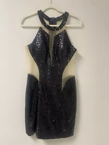 Abito con paillettes Cenerentola Divine in rete nera XL corto - Foto 1 di 11