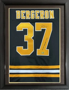 Patrice Bergeron Cleary Boston Bruins Signed FRAMED Full Name Jersey Swatch COA - Picture 1 of 1