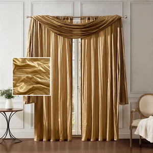 Elrene Home Fashions Athena Faux Crushed-Silk Window Curtain Panel and Valance S - Picture 1 of 12