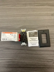 Legrand Radiant 1597BK GFCI Receptacle Outlet, 15A Self-Test, Black NEW - Picture 1 of 1