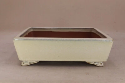 Chinese Bonsai Pot Yixing YOMEI KOCHI 9.8"(25cm) White Glazed Rectangle I331 - Image 1 of 4