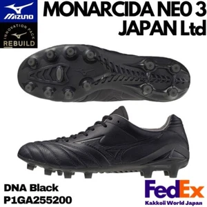MIZUNO Soccer Cleats MONARCIDA NEO 3 JAPAN Ltd P1GA255200 DNA BLACK 2025 NEW! - Picture 1 of 12