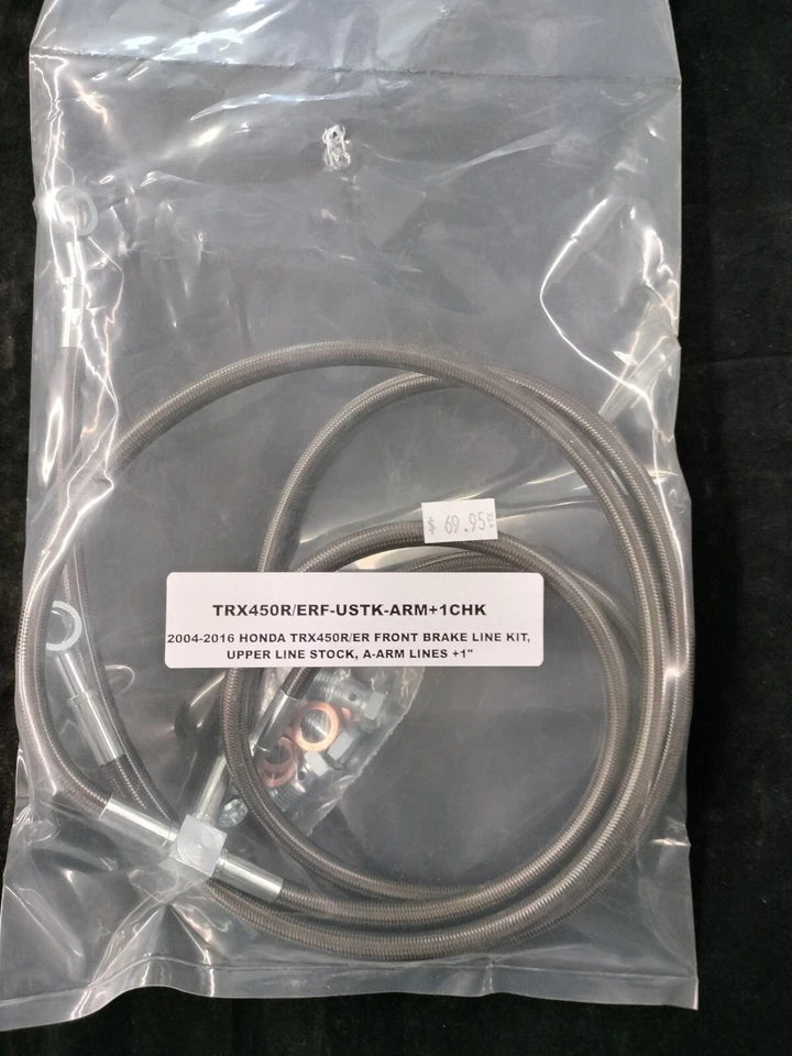 Charcoal +1" EXTENDED FRONT BRAKE LINES  & +0" STEM  KIT HONDA TRX450R TRX450ER - Image 1 of 1