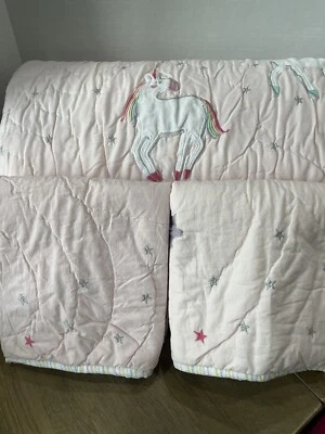 Pottery Barn Kids Molly Rainbow Unicorn Full Queen Quilt 2 standard shams - Image 1 of 4