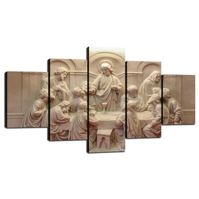 Jesus Last Supper Wall Decor for Living Room Pictures 5 Piece Canvas Prints W... - Image 1 of 4