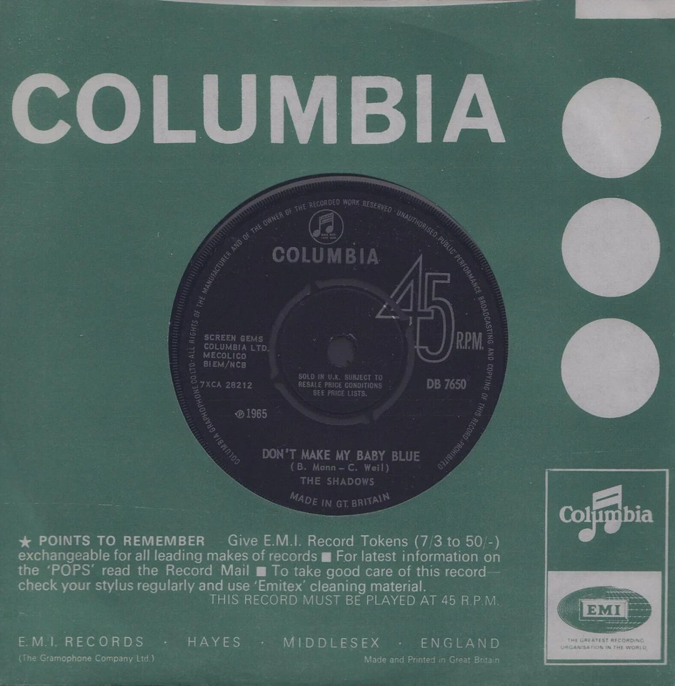 THE SHADOWS: Don't Make My Baby Blue / My Grandfather's Clock (´65 / rare 7") - Bild 1 von 1