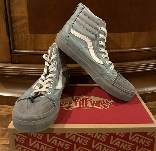 Scarpe da skate Vans SK8 Hi Top Zip Up per bambini taglia 3 verde tramonto sfumato grigio suola in gomma ottime condizioni