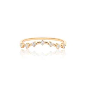 14K Gold 0.15 CT VS/F-G Diamond Curved Wedding Band Ring - The Jewelz - Picture 1 of 7