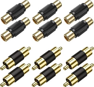 12 Pack RCA Coupler Female to Female/Male to Male Cable Extension Gold Plated US - Picture 1 of 9