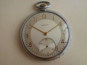 Zenith swiss new old stock two tone dial cal.177 art deco vintage pocket watch - Picture 1 of 16