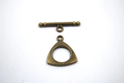 Triangle Circle Toggle Clasp Antique Brass Tone - Image 1 of 4
