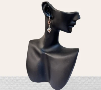 orecchini donna argento 925 rodiato rose' anallergico pendente gocce - Immagine 1 di 3