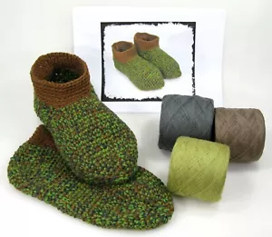 Häkelanleitung + Wolle für Hausschuhe Puschen Socken Gr.44/45 und 46/47 Nr.2 - Bild 1 von 2