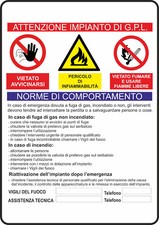 CARTELLO SEGNALETICO - ATTENZIONE IMPIANTO GPL - segnale
