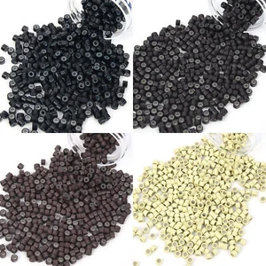 1000 PIEZAS Cuentas de Micro Anillo Forradas de Silicona para Extensiones de Cabello Humano Punta I EE. UU. - Imagen 1 de 11